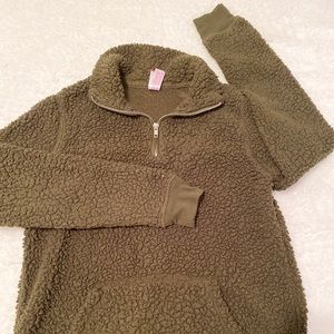 green sherpa quarter zip
